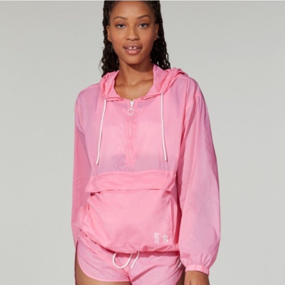 Lesgirlsleboys X Barry’s Pink Nylon Pac a Mac Windbreaker Active Jacket